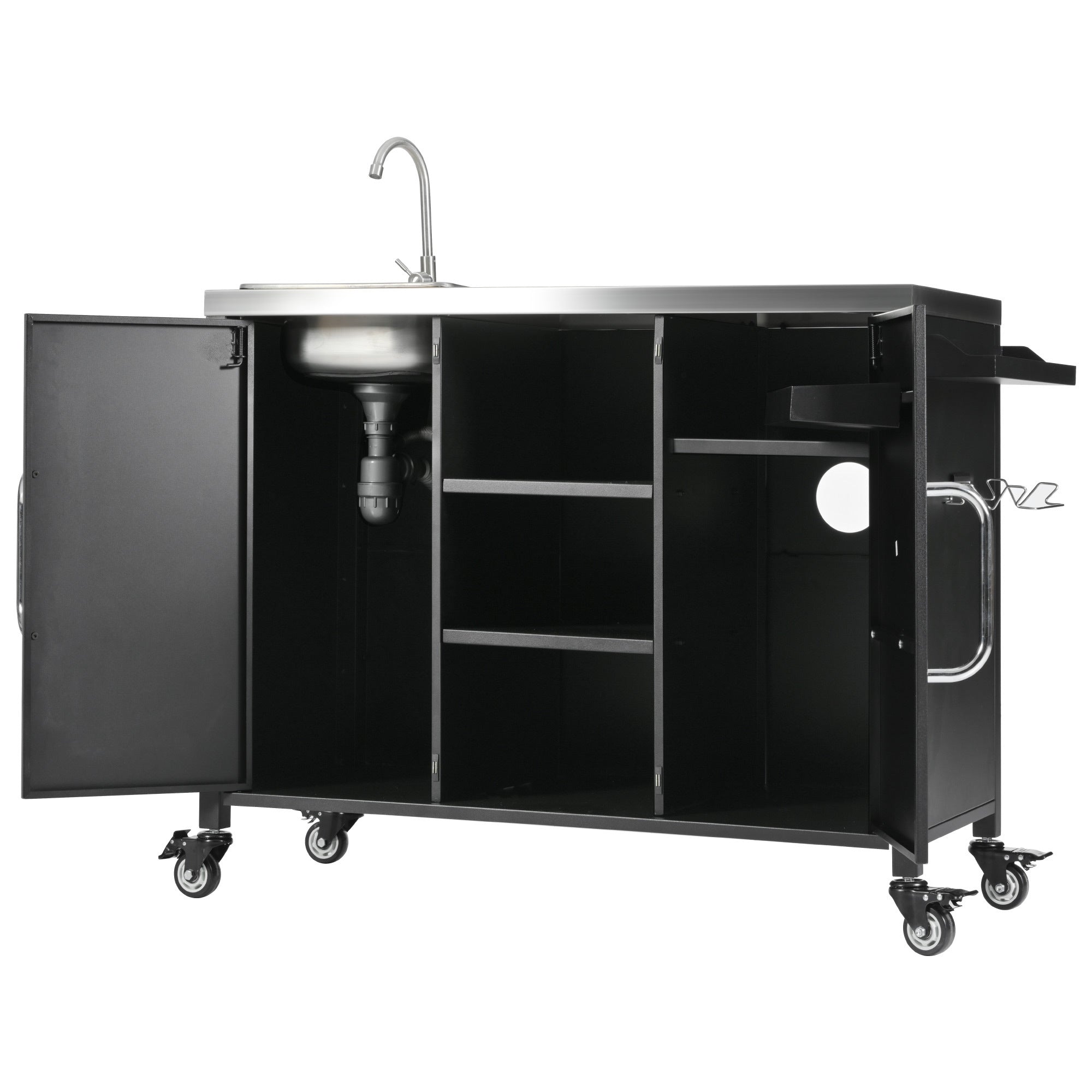 K&K 55.5" Outdoor Kitchen Island with Sink