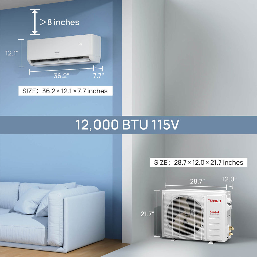 Greenland 12,000 BTU Single Zone WiFi Mini Split AC (R454B)
