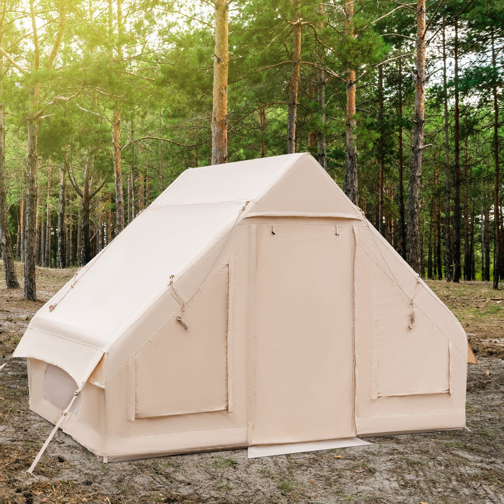 Tienda de campaña inflable para 2/4/6 personas, glamping familiar con bomba, color beige