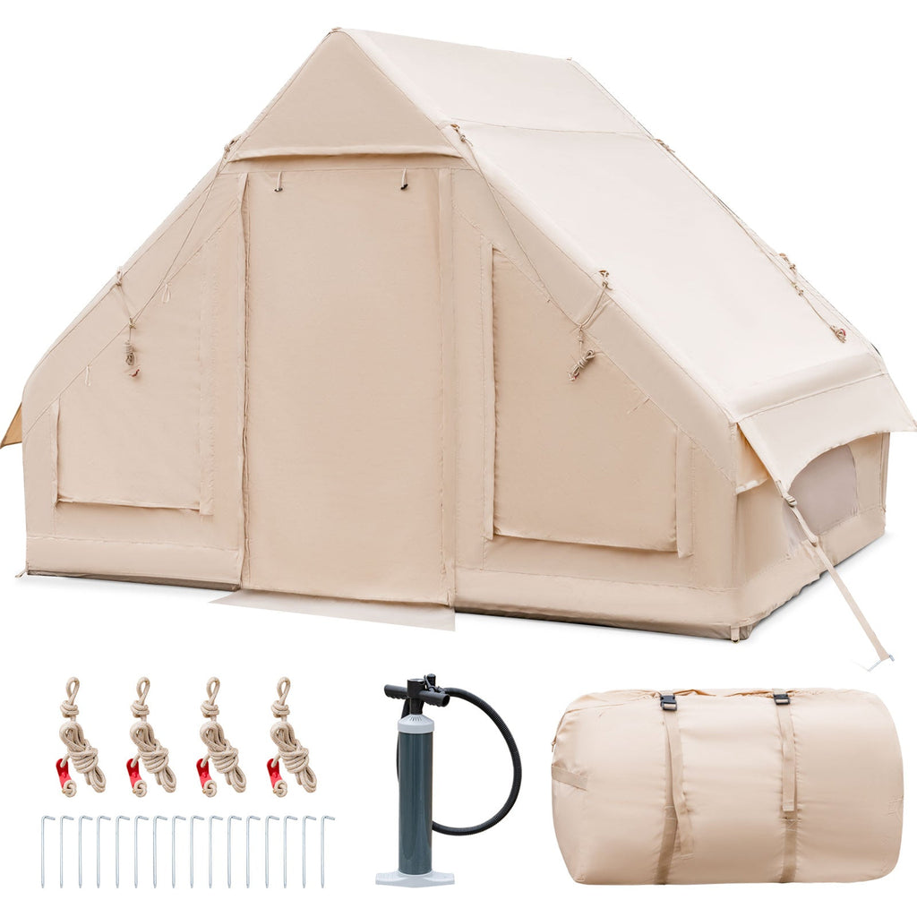 Tienda de campaña inflable para 2/4/6 personas, glamping familiar con bomba, color beige